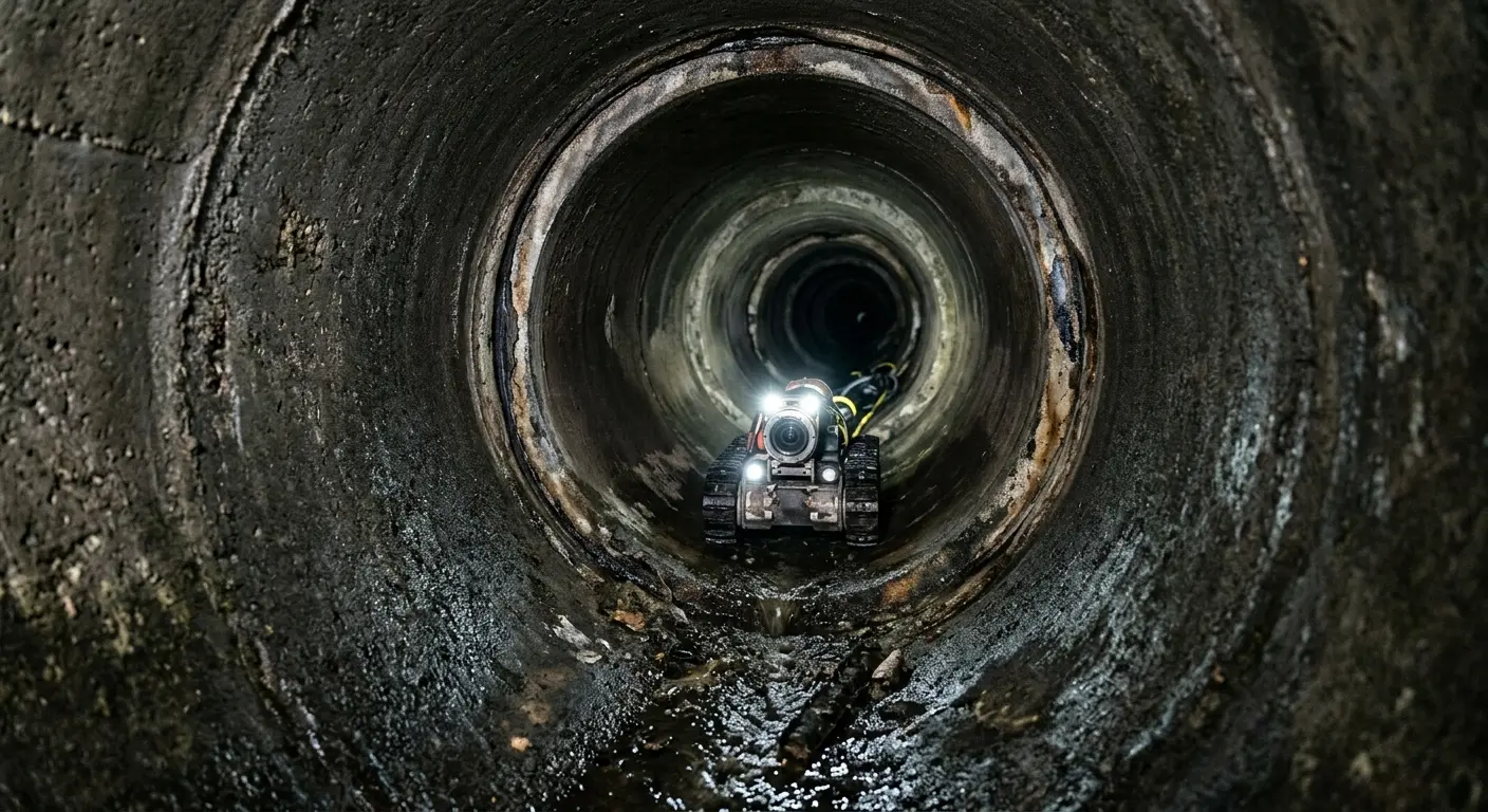 Robotic sewer camera inspecting pipe interior for Drain Snake Service in Ammon