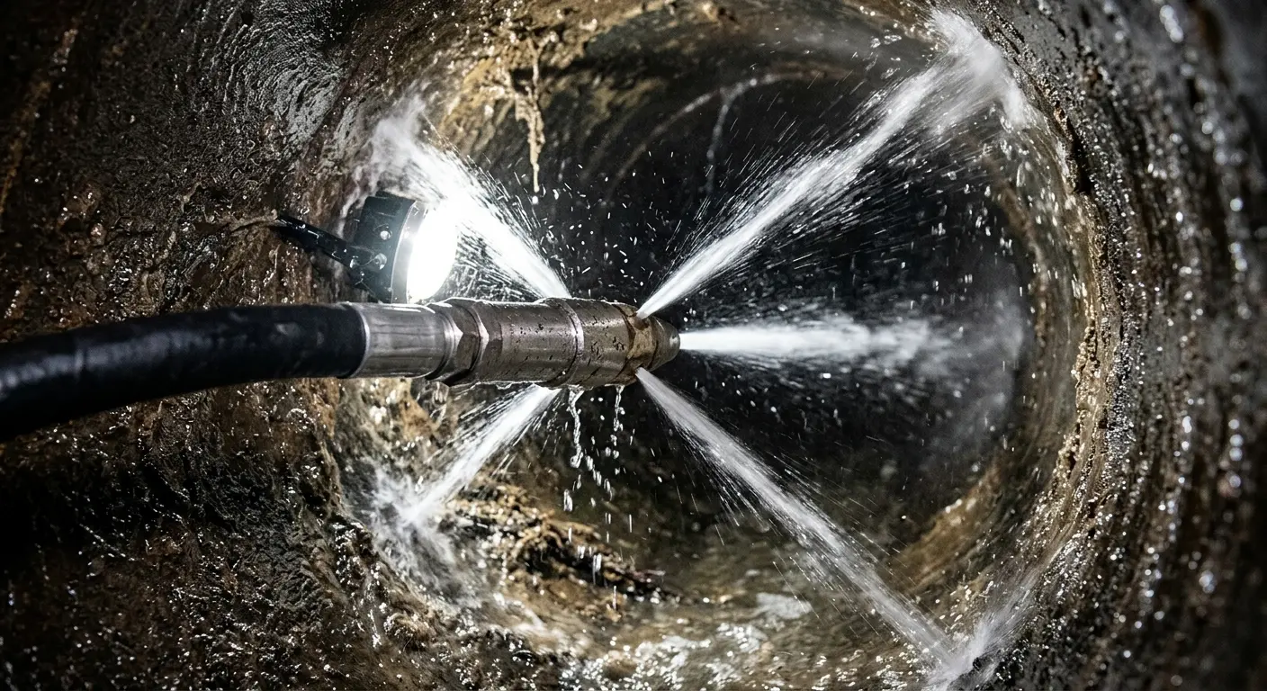High-pressure hydro jetting nozzle cleaning sewer pipe for Storm Drain Cleaning in Ammon
